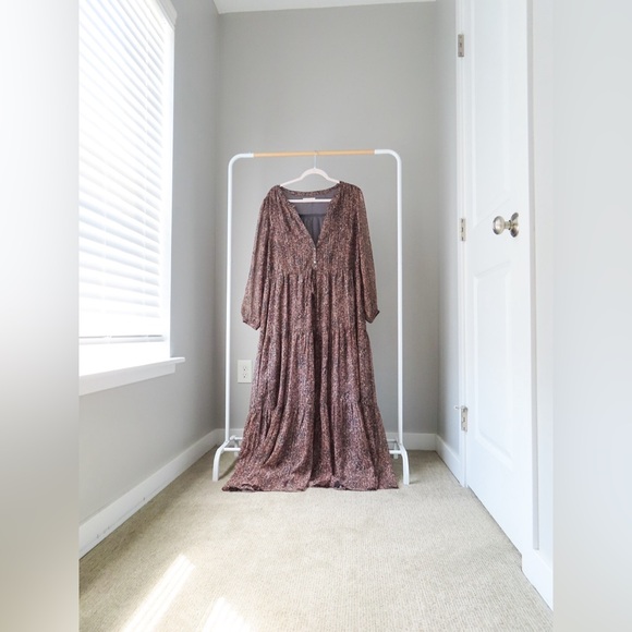 Lucky Brand Printed Metallic Maxi Dress - Size XL | Boho Chic & Glamorous - Picture 3 of 4